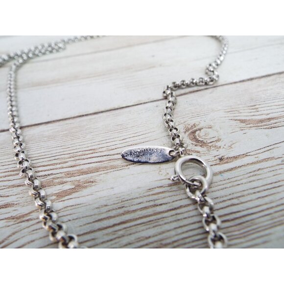 Vintage Whiting & Davis Silver Tone Black Cabochon Pendant Necklace - Picture 10 of 10